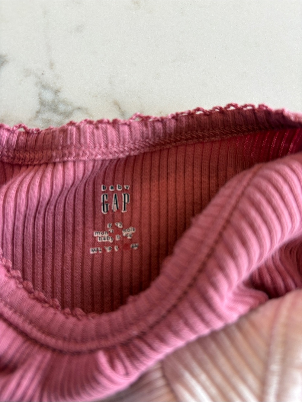 GAP Ribbed Ruffle Long-Sleeve One-Pieces - Rose & Light Pink - Picture 2 of 3